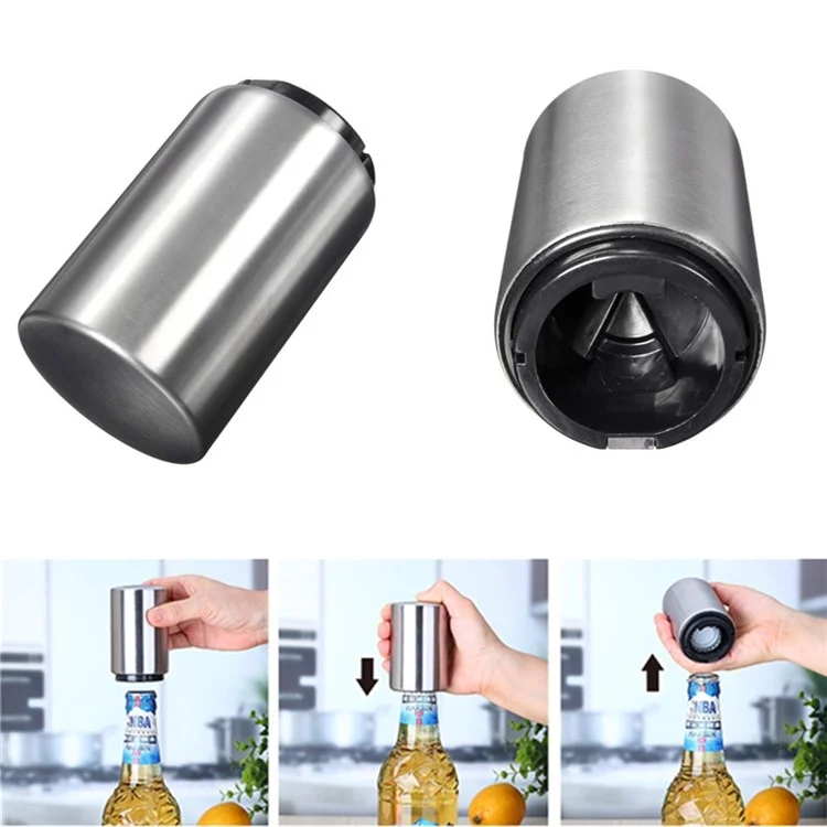 Easy Opener Stainless Steel Columned Beer Bottle Opener - Silver Color