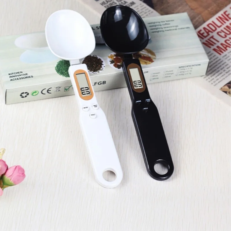 Balança de Colher Medidora Digital de 500g, Precisão de 0,1g, Escala de Alimentos de Cozinha de Alta Precisão (Sem FDA, Livre de BPA) - Preta