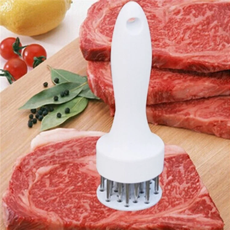 Meat Beaf Steak Tenderizer 21-Pin Stainless Steel Needle Kitchen Tool - White