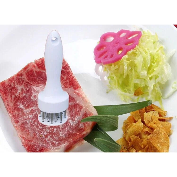 Meat Beaf Steak Tenderizer 21-Pin Stainless Steel Needle Kitchen Tool - White