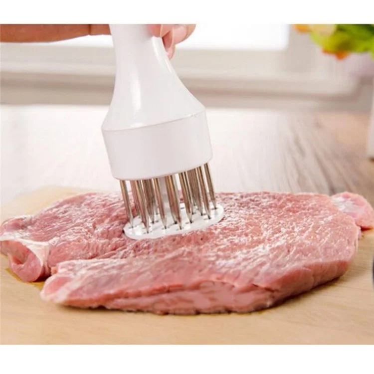 Meat Beaf Steak Tenderizer 21-Pin Stainless Steel Needle Kitchen Tool - White