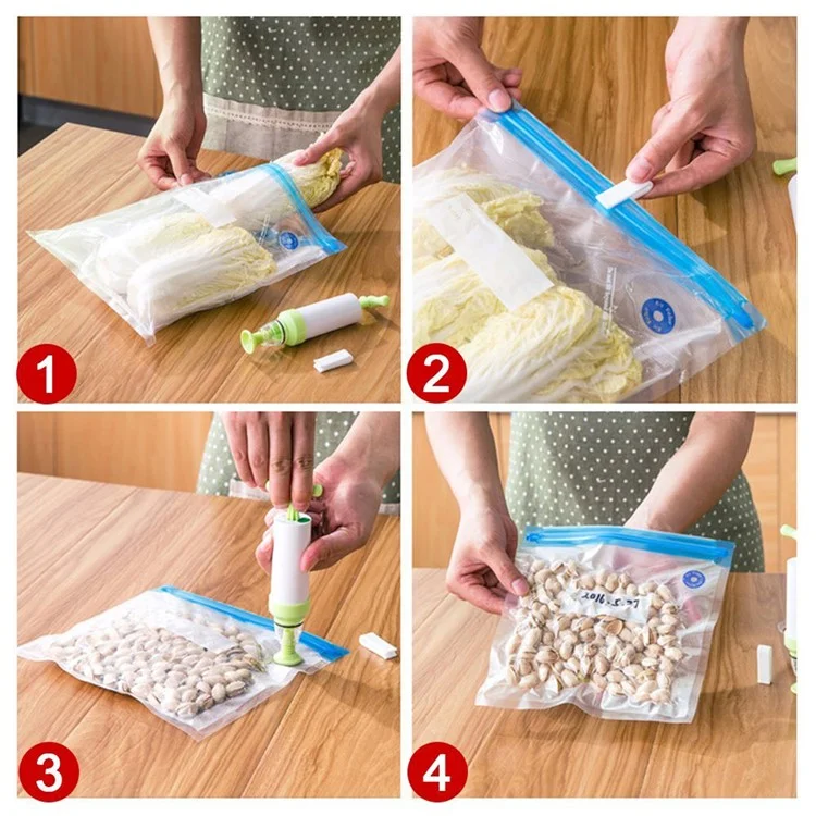 5PCS Vacuum Sealer + 1PC Hand Pump for for Food Storage and Cooking