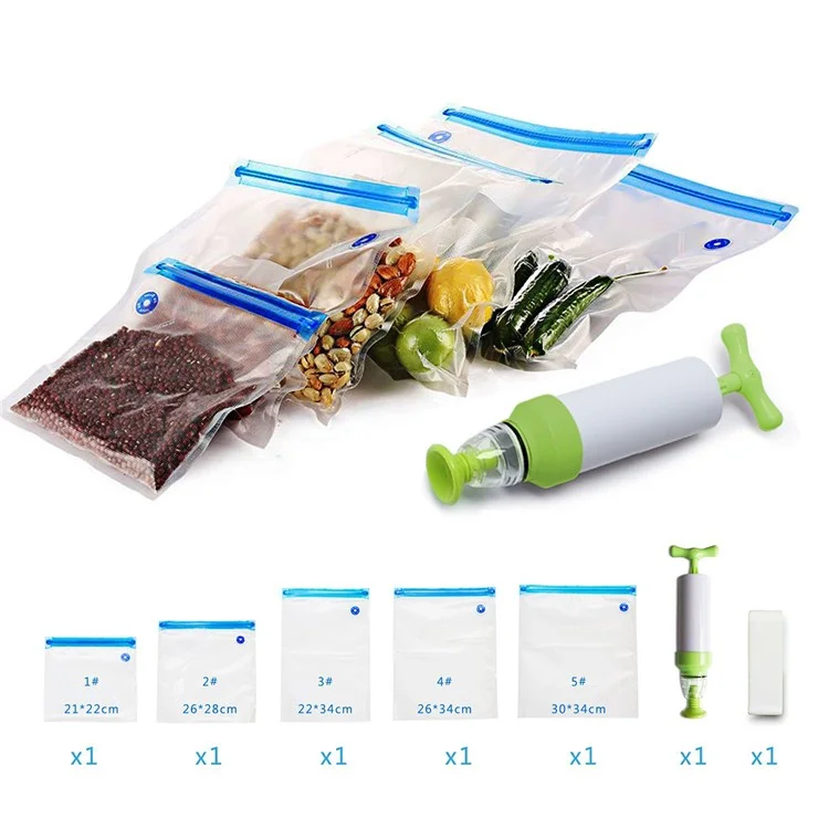 5PCS Vacuum Sealer + 1PC Hand Pump for for Food Storage and Cooking