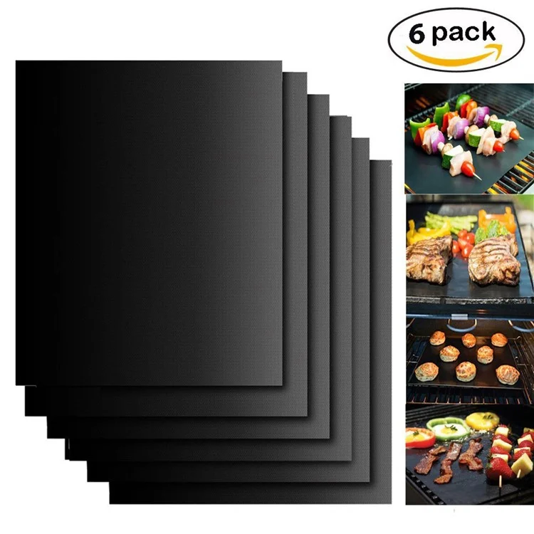6PCS/Set Non-stick PTFE BBQ Baking Mats Reusable Barbecue Grilling Pads, Size: 33 x 40cm