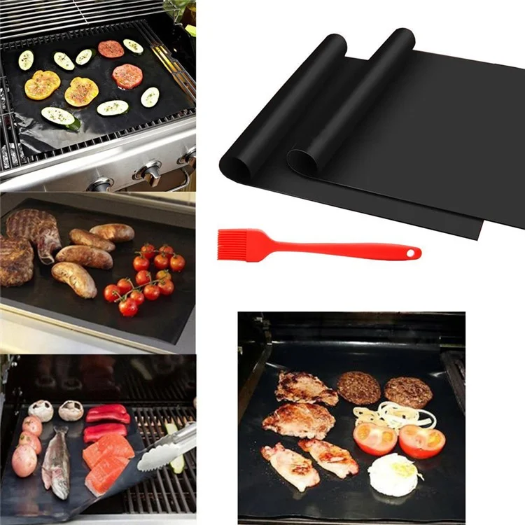 6PCS/Set Non-stick PTFE BBQ Baking Mats Reusable Barbecue Grilling Pads, Size: 33 x 40cm