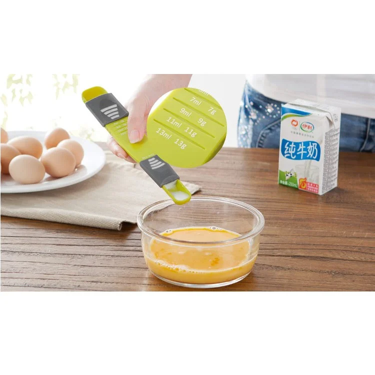 Measuring Spoon Double End Adjustable Scale Eight Stalls Metric Spoon - Green