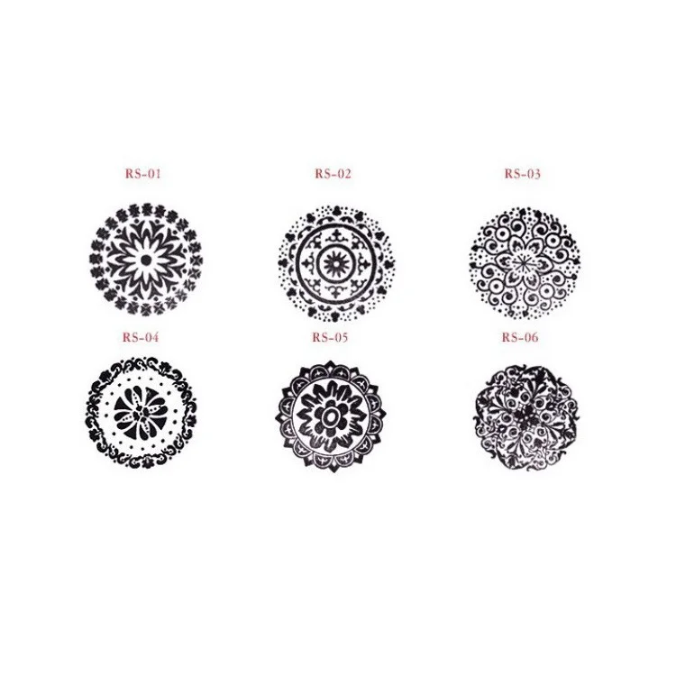 6Pcs/Set Round Retro Wood Seals Stamps Lace Pattern Design