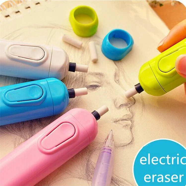Battery Operated Eraser Electric Eraser Automatic School Supplies Stationery - Beige