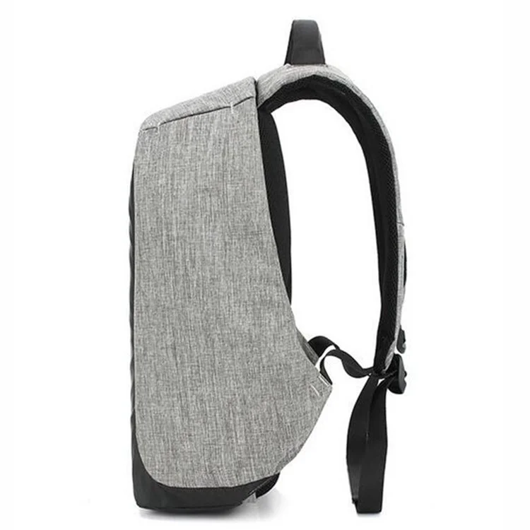 Multifunctional Canvas Business Laptop Backpack Travel Bag with USB Charging Function - Grey