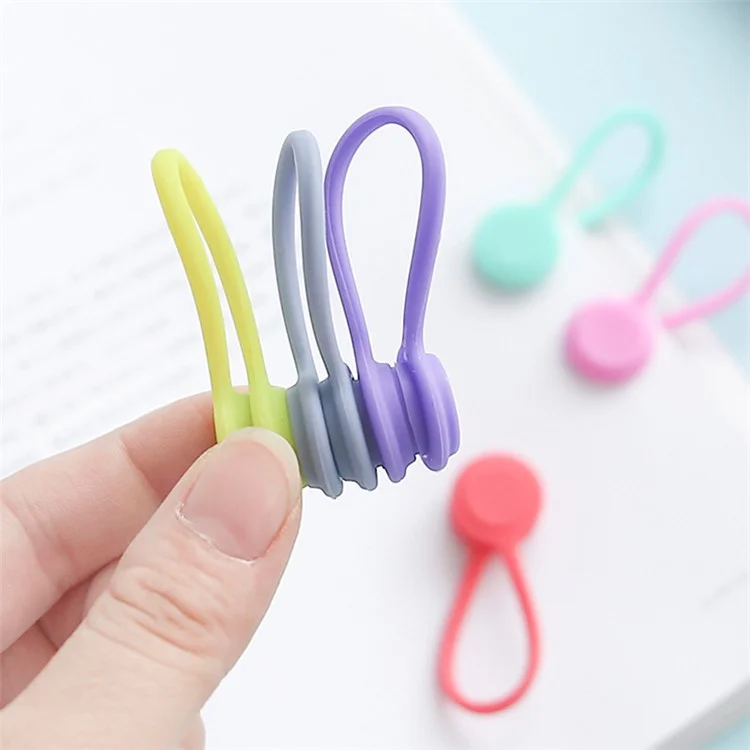 3Pcs/Set Multi-color Magnetic Earphone Cable Winder Straps - Rose/Pink/Red