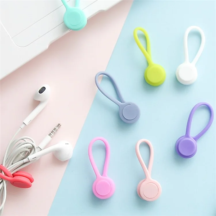 3Pcs/Set Multi-color Magnetic Earphone Cable Winder Straps - Rose/Pink/Red