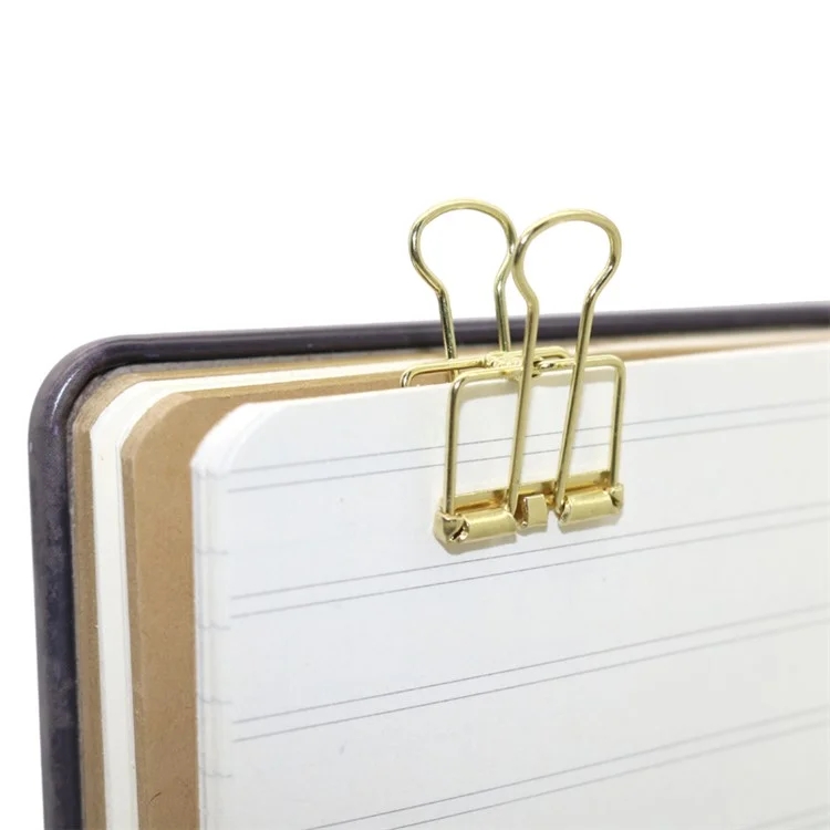 10 Pcs Hollow Metal Binder Clips For Home Office School File Paper Clamp S Size - Gold Color