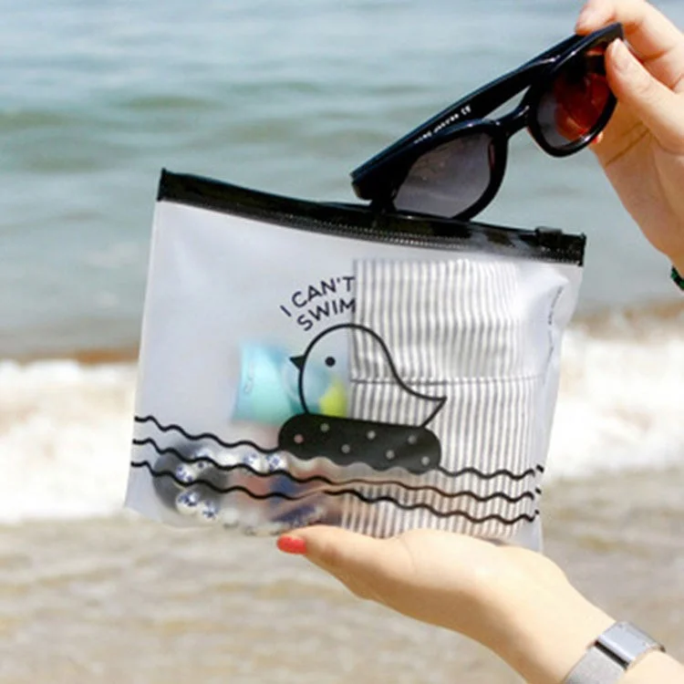 Cute Chicken Translucent PVC Zipper Frosted Portable A4 File Protective Bag Case