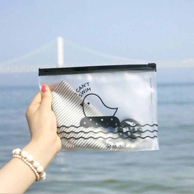 Cute Chicken Translucent PVC Zipper Frosted Portable A4 File Protective Bag Case
