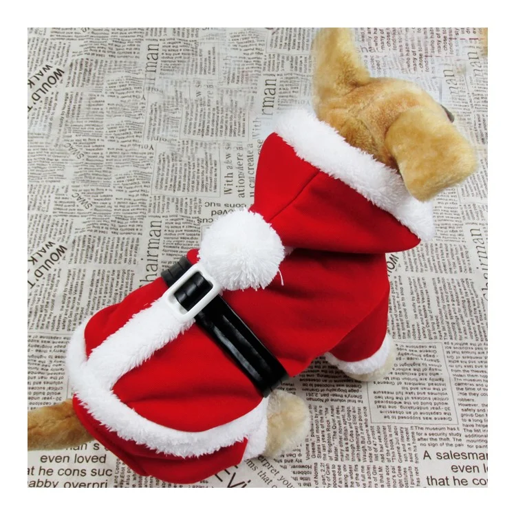 New Santa Dog Costume Christmas Pet Clothes Winter Hoodie Coat Clothes for Dog Pet - S