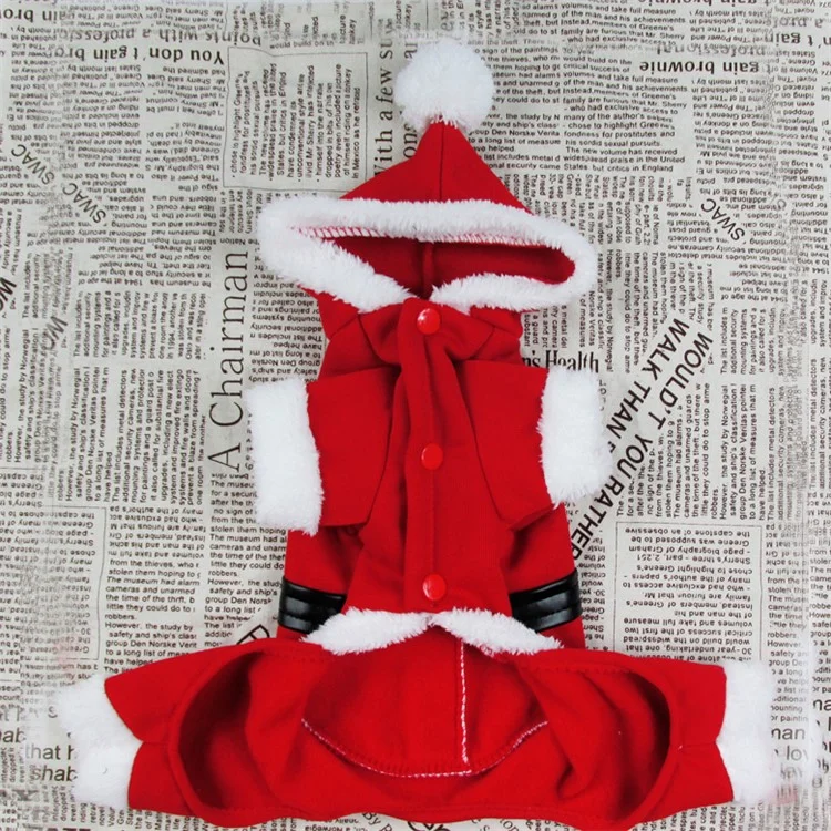 New Santa Dog Costume Christmas Pet Clothes Winter Hoodie Coat Clothes for Dog Pet - S