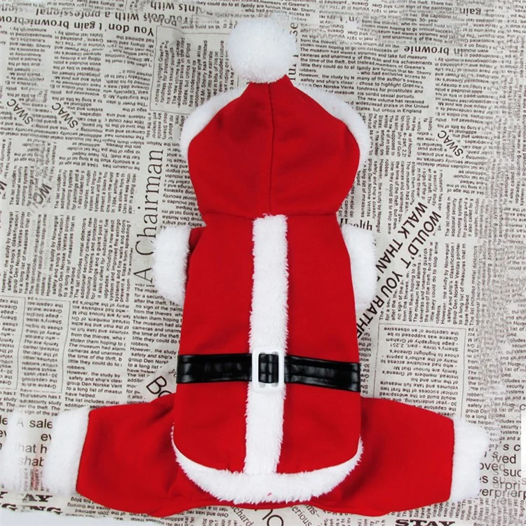 New Santa Dog Costume Christmas Pet Clothes Winter Hoodie Coat Clothes for Dog Pet - S