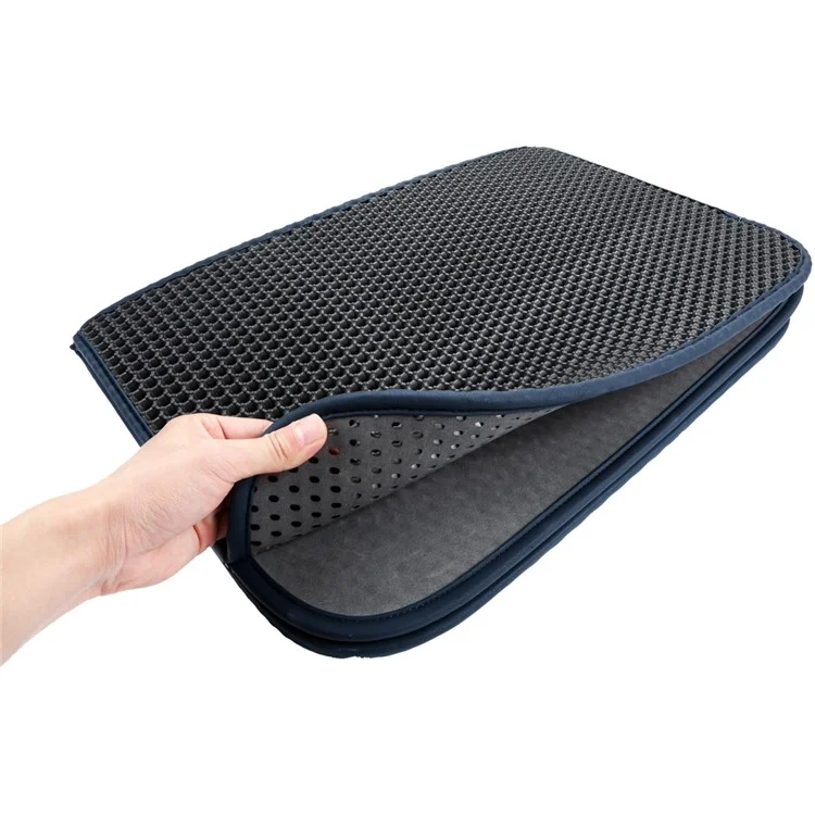 Double-Layer Honeycomb Cat Litter Trapper Mat Non-toxic EVA Mat with Waterproof Bottom Layer - Black