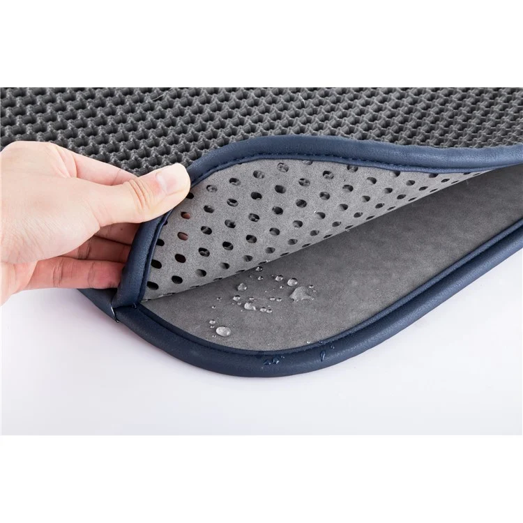 Double-Layer Honeycomb Cat Litter Trapper Mat Non-toxic EVA Mat with Waterproof Bottom Layer - Black