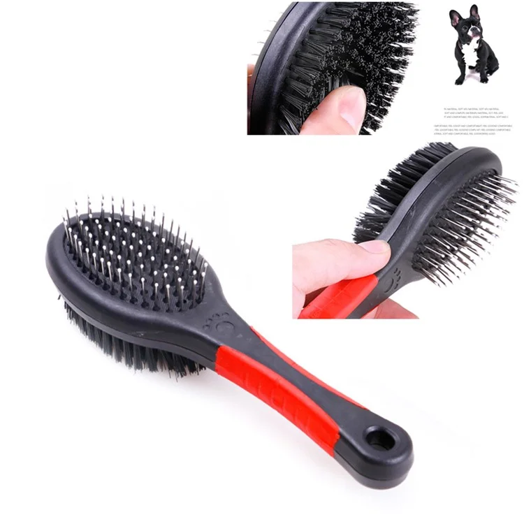 Dual Sided Pin and Bristle Pet Deshedding Hair Brush Grooming Comb for Dogs Cats - Size: M