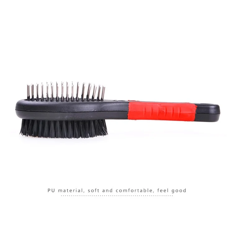 Dual Sided Pin and Bristle Pet Deshedding Hair Brush Grooming Comb for Dogs Cats - Size: M