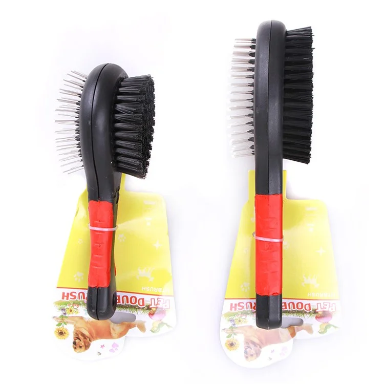 Dual Sided Pin and Bristle Pet Deshedding Hair Brush Grooming Comb for Dogs Cats - Size: M