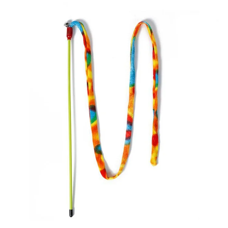 Cat Toy Active Teaser Cat Toy Tease Stick with Ribbon - Rainbow
