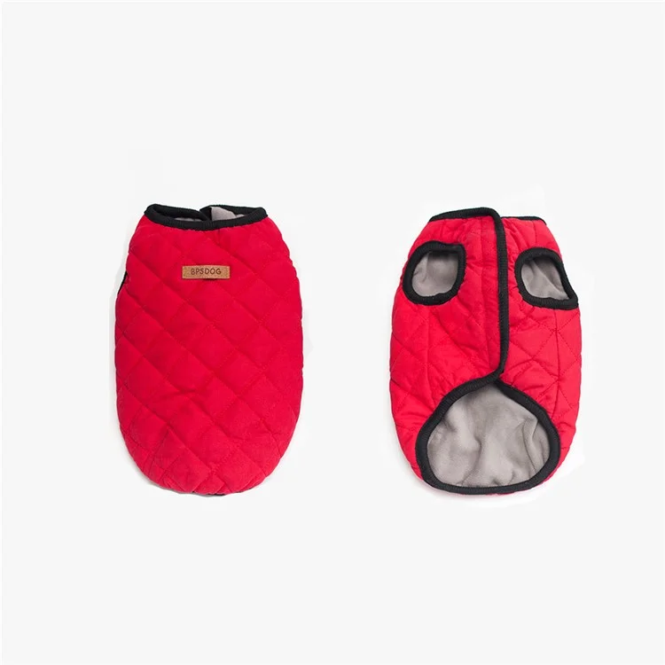 Grid Pattern Peach-skin Velvet Dog Jacket Pet Dog Vest Coat - Red / Size: S