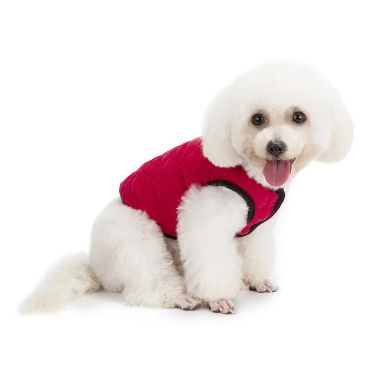 Grid Pattern Peach-skin Velvet Dog Jacket Pet Dog Vest Coat - Red / Size: M