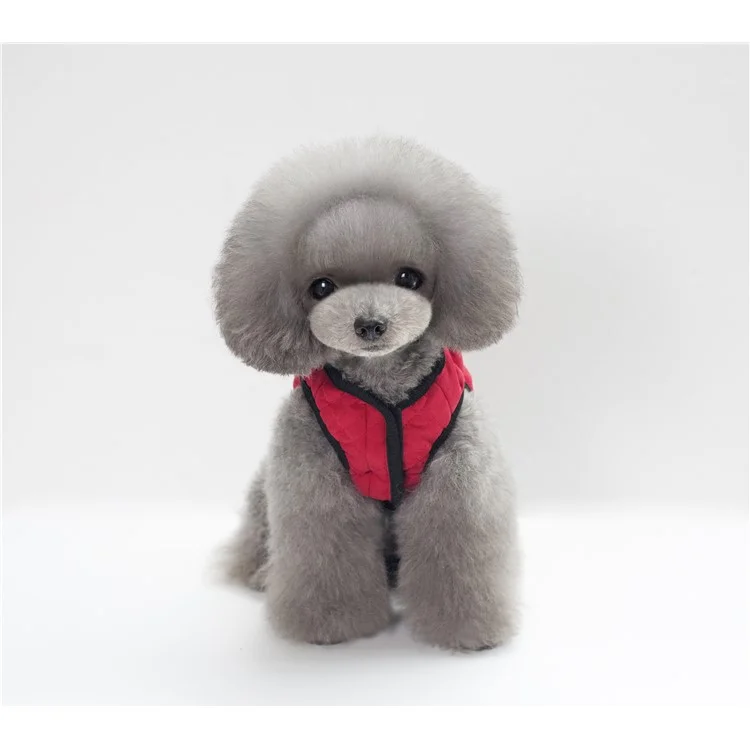 Grid Pattern Peach-skin Velvet Dog Jacket Pet Dog Vest Coat - Red / Size: M