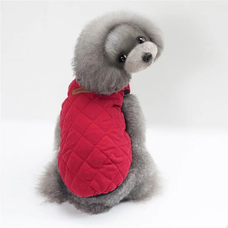 Grid Pattern Peach-skin Velvet Dog Jacket Pet Dog Vest Coat - Red / Size: M