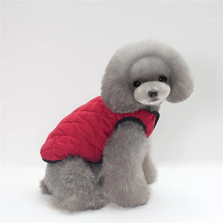 Grid Pattern Peach-skin Velvet Winter Coat Dog Jacket Pet Dog Vest Coat - Red / Size: L