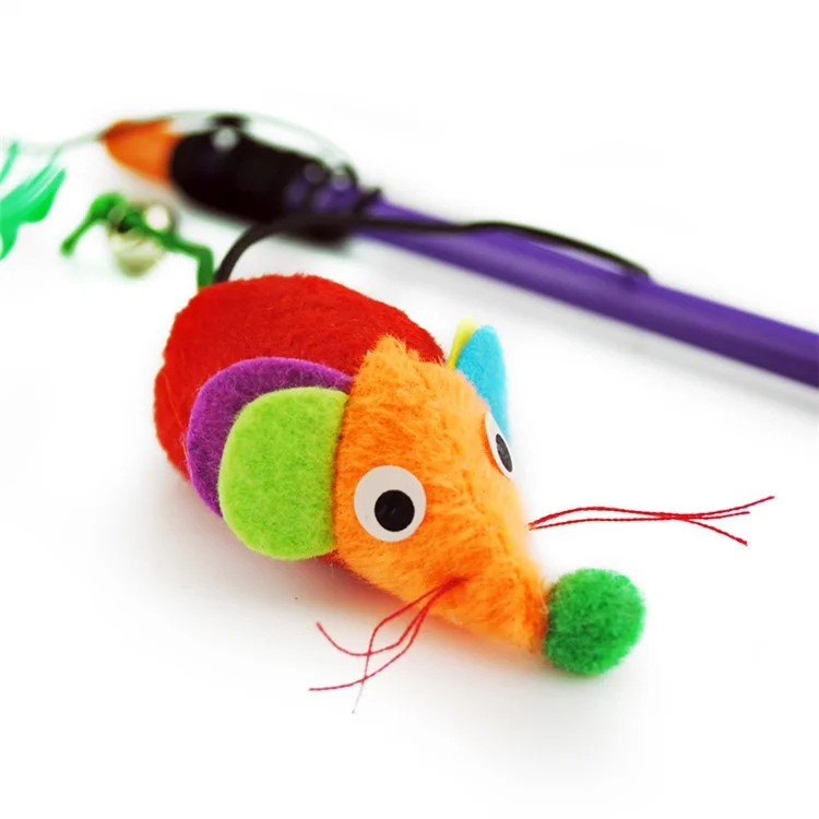 Cute Colorful Flocking Mouse Tease Cat Toy with Catnip for Pet Cat