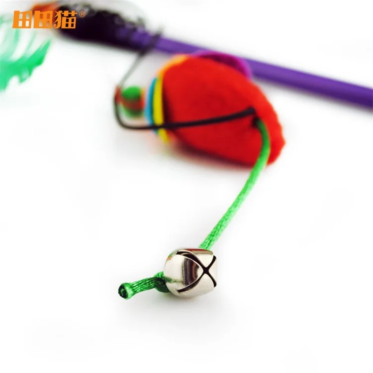 Cute Colorful Flocking Mouse Tease Cat Toy with Catnip for Pet Cat
