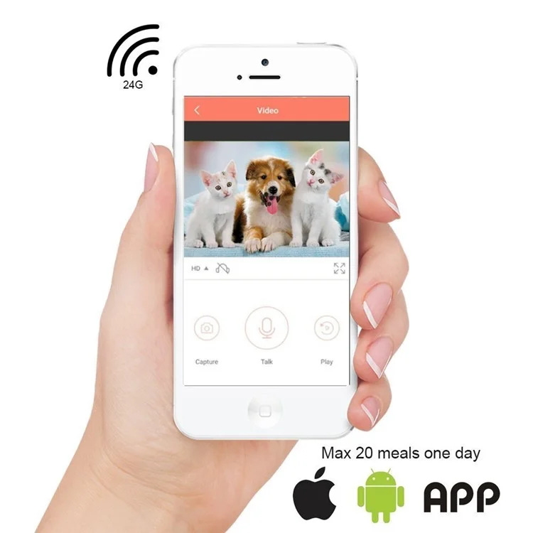 APP Remote Control Auto Feeding Machine Automatic Pet Feeder with HD Camera - EU Plug