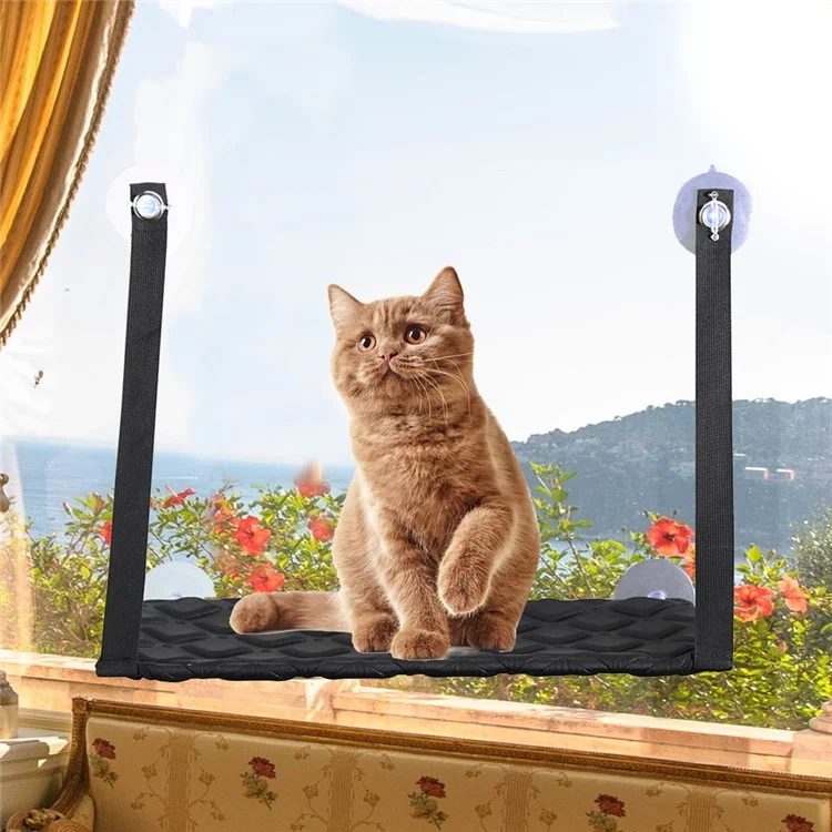 Single Layer Cat Hammock Comfortable Pet Hanging Window Perch - Black