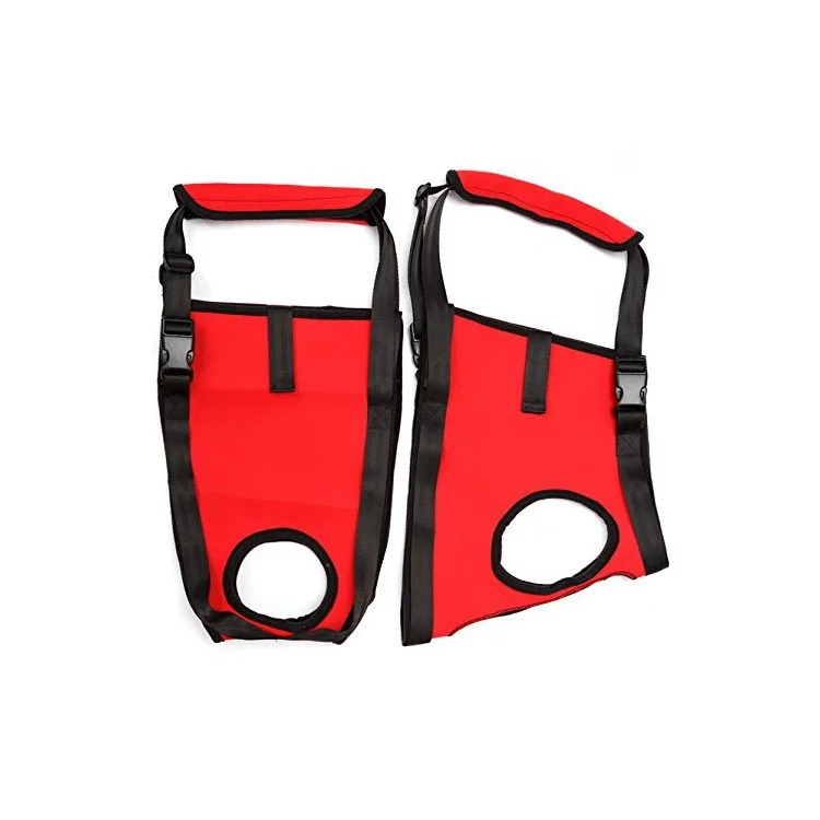 Pet Auxiliary Belt Dog Harness Carriers Assist Sling with Handle for Canine Aid Dog - Size: L / Red