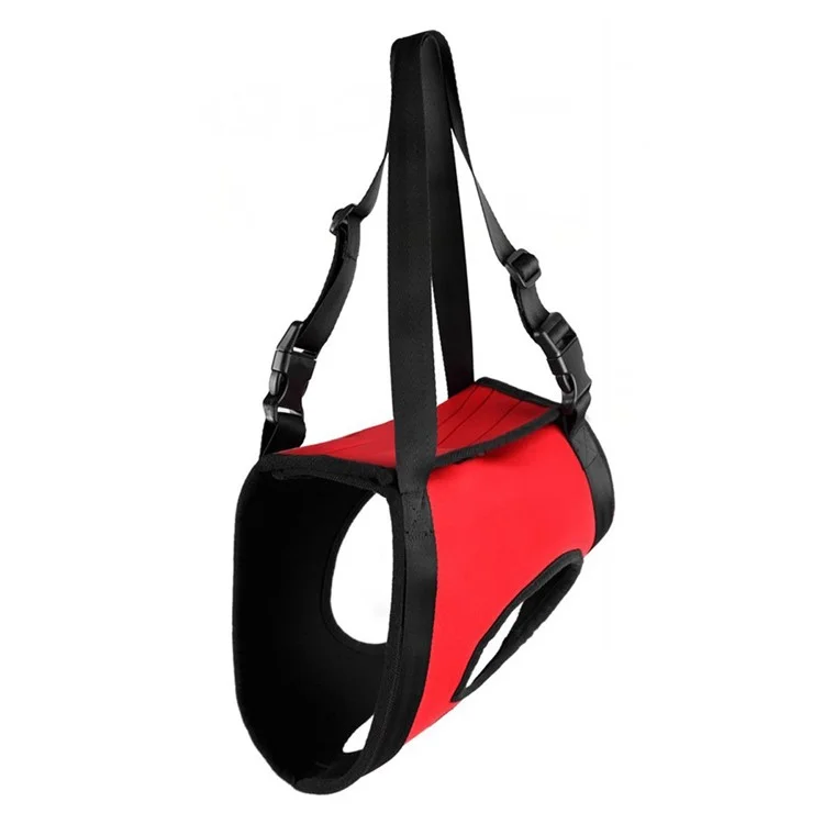 Pet Auxiliary Belt Dog Harness Carriers Assist Sling with Handle for Canine Aid Dog - Size: L / Red