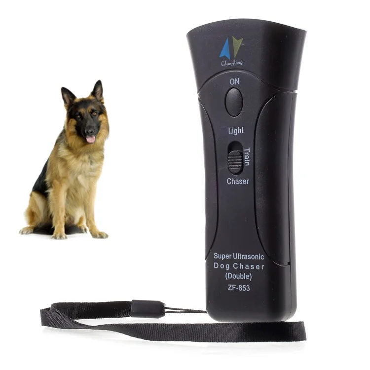 Ultrasonic Dog Chaser Stop Trainers with LED Flashlight + 9V 800mAh Battery