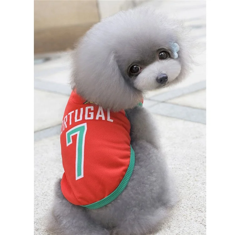 World Cup Soccer Jersey Cool Spring/Summer Breathable Vests Puppy Outdoor Sportswear Football Clothes - Size: L / Red Number 7 Portugal