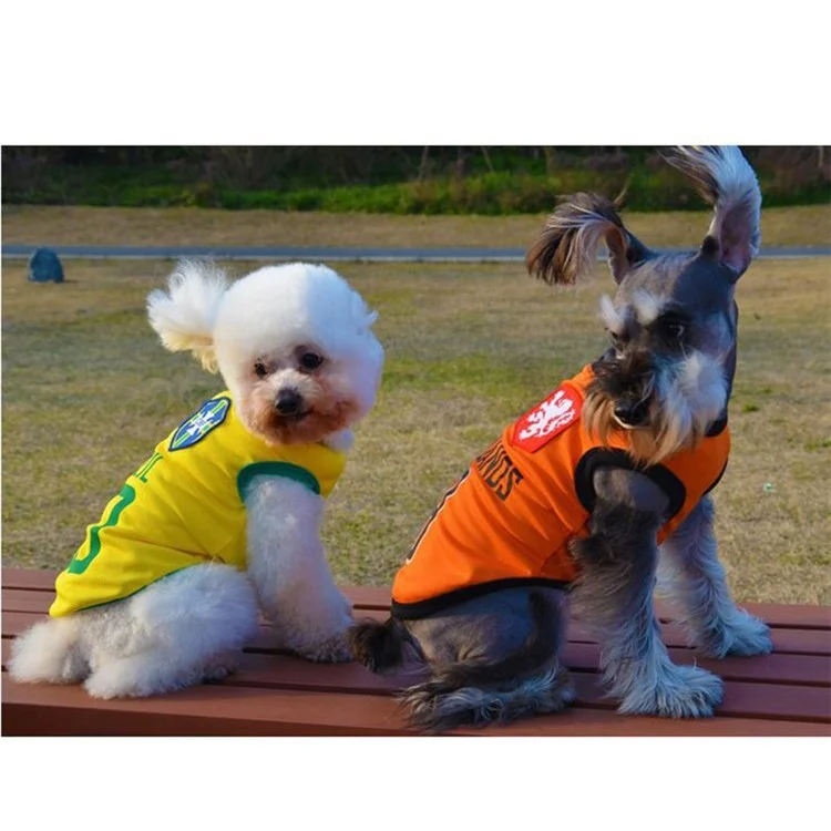 World Cup Soccer Jersey Cool Spring/Summer Breathable Dogs Vests Puppy  Football Clothes - Size: M / Yellow Number 10 Brazil