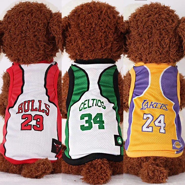 World Cup Soccer Jersey Cool Spring/Summer Vests Puppy Outdoor Sportswear Football Clothes - Size: L / Red and White Number 23 Bulls