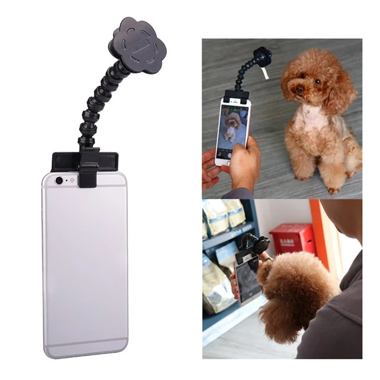 Portable Pet Selfie Stick Phone Attachment Dog Cat Take Photos Training Tool - Black