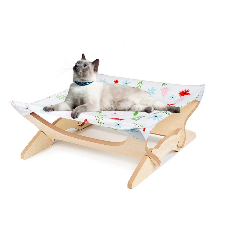 Cat Hammock Hanging Nest Detachable Cat Litter Wood Pet Bed Hanging Cat House - Flowers