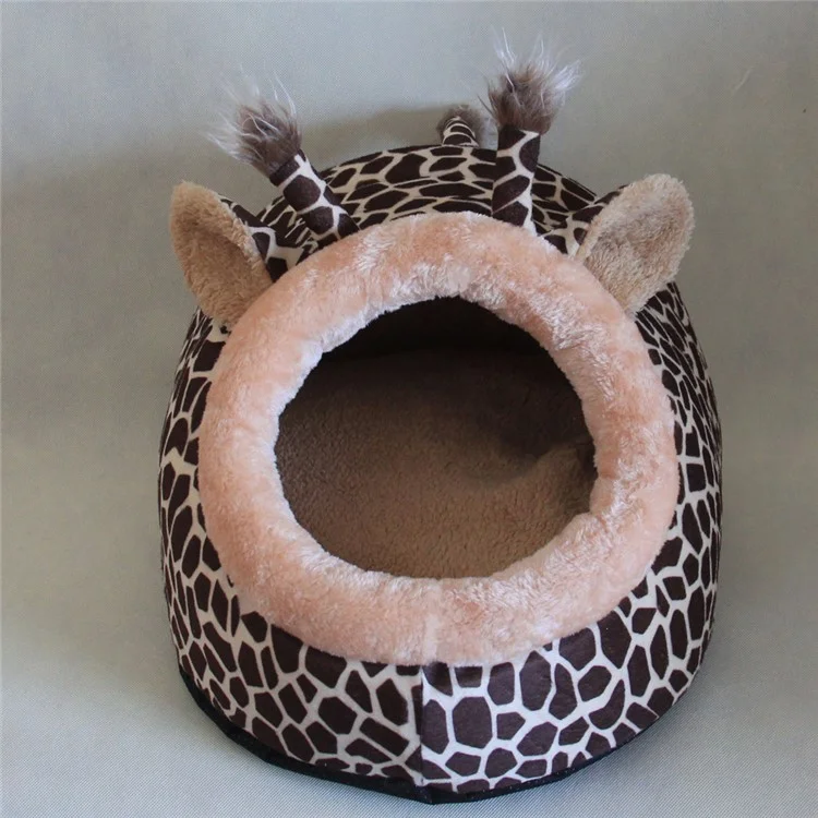Cute Deer Shape Cozy Dog Cat Pet Bed House Sleeping Cave with Removable Cushion (M Size)