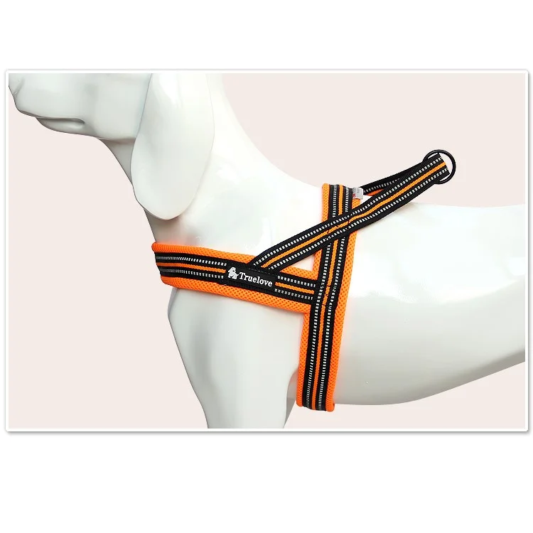 TRUELOVE Soft Comfortable Nylon Mesh Pet Puppy Harness Rope - Orange / L Size
