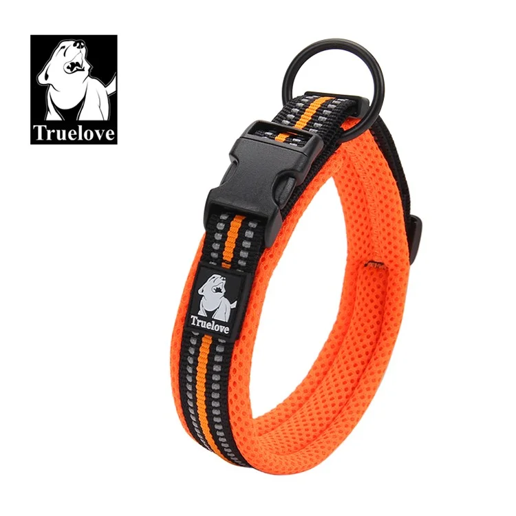 TRUELOVE Outdoor Mesh Padded Nylon Pet Dog 3M Reflective Collar - XS Size / Orange