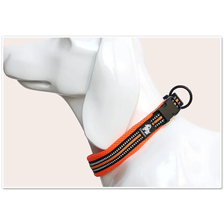 TRUELOVE Outdoor Mesh Padded Nylon Pet Dog 3M Reflective Collar - XS Size / Orange