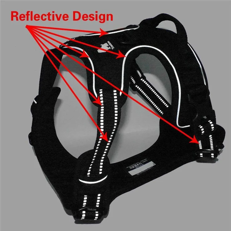 TRUELOVE Dog Harness Vest Reflective Stripe Safety Collar Harness (TLH5651) - Orange / Size: L