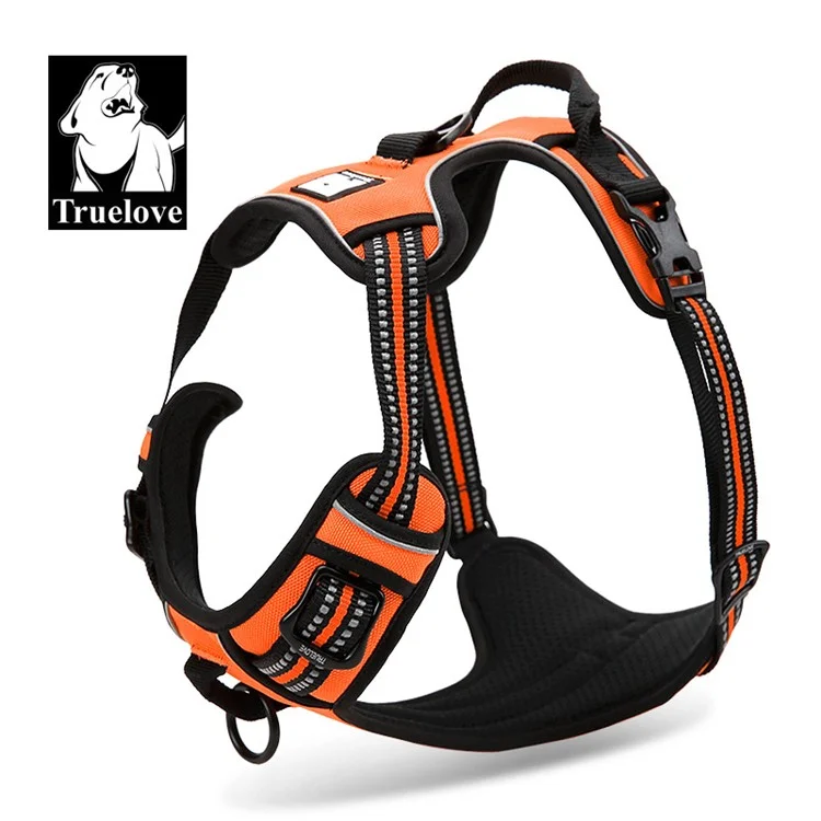 TRUELOVE No Pull Reflective Mesh Adjustable Dog Harness (TLH5651) - Orange / Size: S